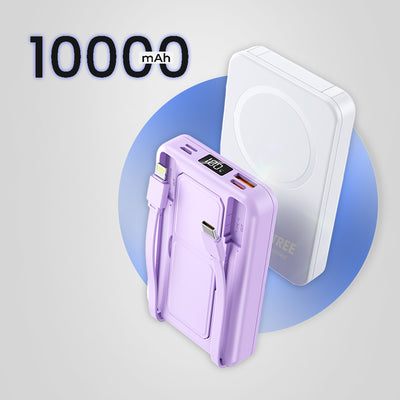 MBT 509 Wirelesss power bank with 2 inbuilt cables and stand 10000 mAh