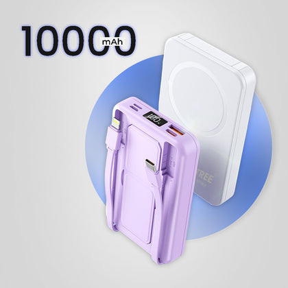 MBT 509 Wirelesss power bank with 2 inbuilt cables and stand 10000 mAh