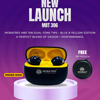 Mobatree MBT 306 Dual-Tone TWS Earbuds | Wireless Bluetooth Earphones with Free Zip Pouch
