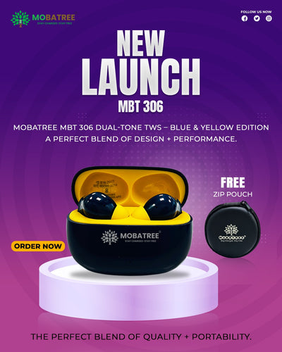 Mobatree MBT 306 Dual-Tone TWS Earbuds | Wireless Bluetooth Earphones with Free Zip Pouch