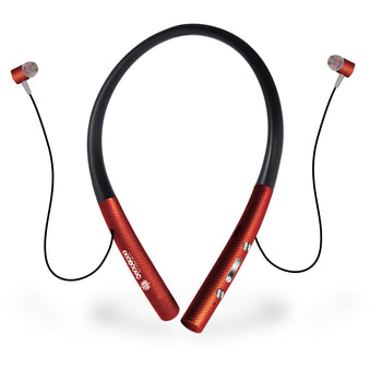 Mobatree MBT 702 Bluetooth Neckband with Mic, Smart Magnetic Buds, Upto 20 Hours Playback and Talk-Time, Noise Cancellation in Version 5.0 Bluetooth with Bold Bass - Red