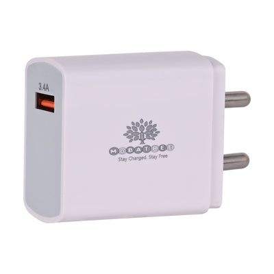Mobatree Spark 3.4 Amp and 17 Watt Charger with V8 Micro single USB Charging Cable for Android & iPhone Devices