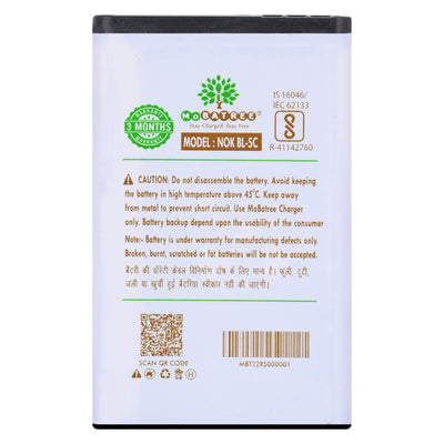 Mobatree BL5C Original Mobile Battery for Nokia 5C, Nokia 1100, 1020mAh (90 Days Guarantee)