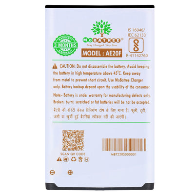 Mobatree Original Mobile Battery for LYF, F30c Jio Phone - AE20F. 2000 mAh 