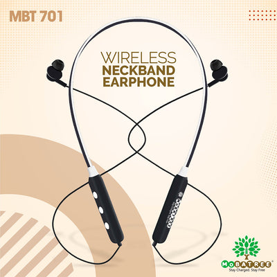 Mobatree MBT 701 Bluetooth Neckband with Mic, Smart Magnetic Buds, Upto 30 Hours Playback,  Upto 18 Hours Talk-Time, Noise Cancellation with Bold Bass - Black